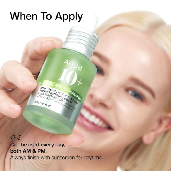 Anua - Azelaic Acid 10 + Hyaluron Serum | When to Apply | Can be used everyday, both AM & PM. Always finish with sunscreen for daytime.