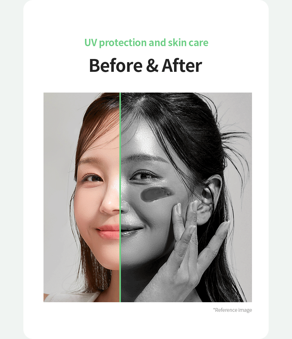 Iunik - Centella Calming Daily Sunscreen | UV protection and skin care | Before & After