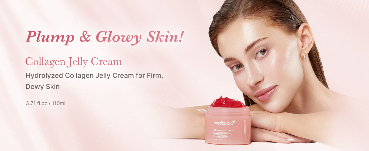 Plump & Glowy Skin | Medicube Collagen Jelly Cream | Hydrolyzed Collagen Jelly Cream for Firm, Dewy Skin | 3.71 fl.oz / 110 ml