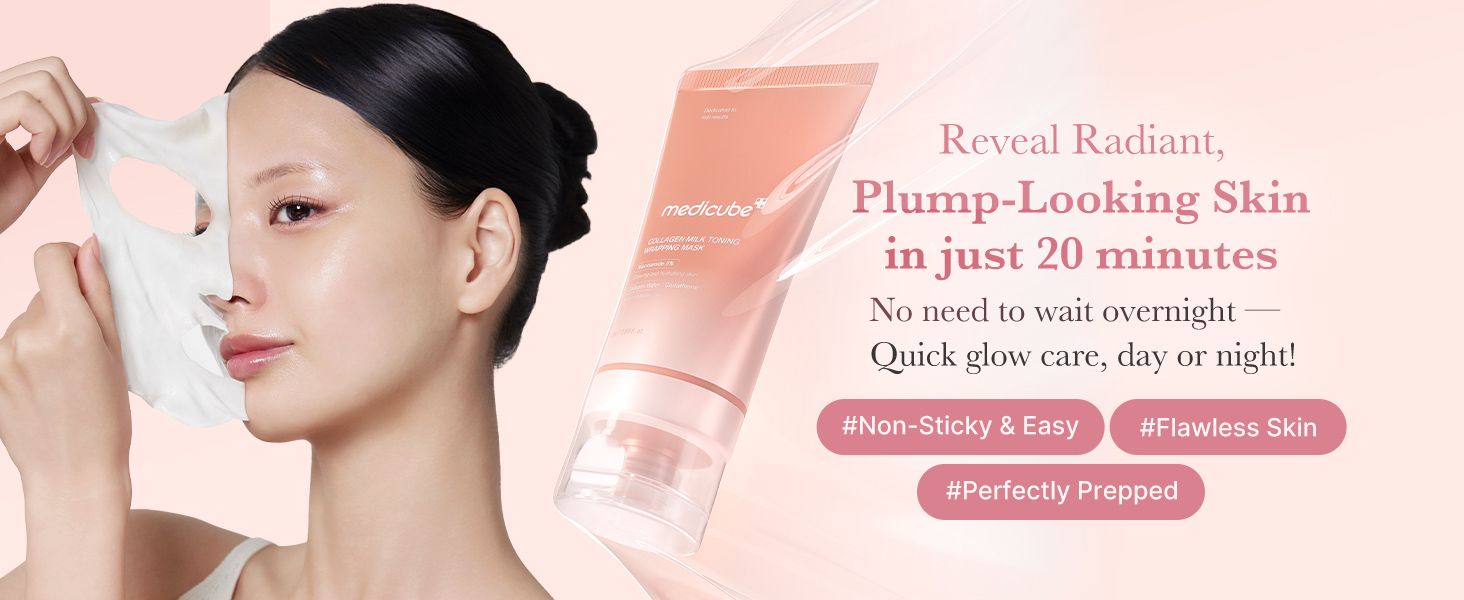 Medicube - Collagen Milk Toning Wrapping Mask | Reveal Radiant, Plump-Looking Skin in Just 20 Minutes | No need to wait overnight - Quick glow care, day or night | #Non-Sticky & Easy | #Flawless Skin | #Perfectly Prepped