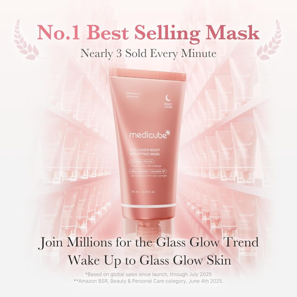 Medicube - Collagen Night Wrapping Mask | No. 1 Best Selling Mask | Nearly 3 Sold Every Minute | Join Millions for the Glass Glow Trend | Wake Up to Glass Glow Skin | * Based on global sales since launch, through July 2025 | ** Amazon BSR, Beauty & Personal Care category, June 4th 2025