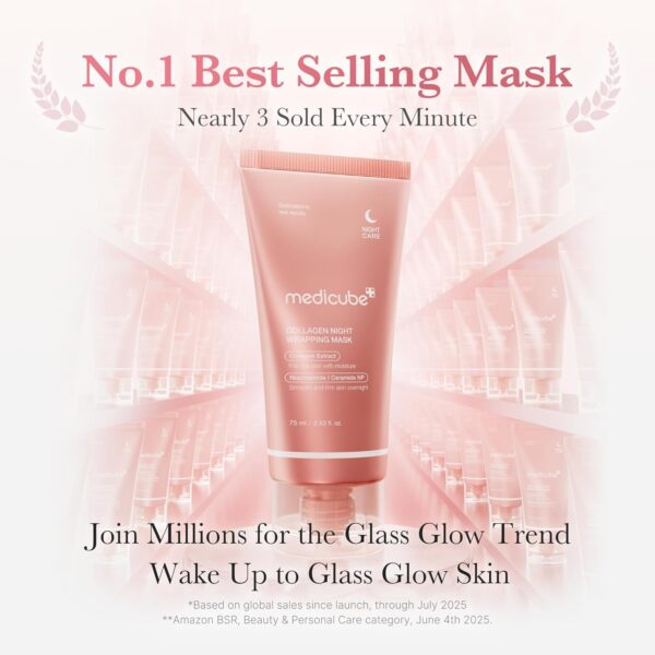 Medicube - Collagen Night Wrapping Mask | No. 1 Best Selling Mask | Nearly 3 Sold Every Minute | Join Millions for the Glass Glow Trend | Wake Up to Glass Glow Skin | * Based on global sales since launch, through July 2025 | ** Amazon BSR, Beauty & Personal Care category, June 4th 2025