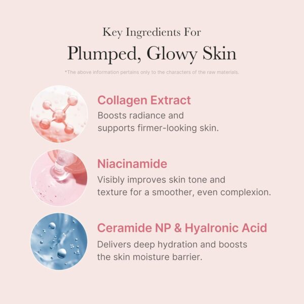 Medicube - Collagen Night Wrapping Mask | Key Ingredients for Plumped, Glowy Skin | Collagen Extract - Boosts radiance and supports firmer-looking skin | Niacinamide - Visibly improves skin tone and texture for a smoother, even complexion | Ceramide NP & Hyaluronic Acid - Delivers deep hydration and boosts the skin moisture barrier | * The above information pertains only to the characters of the raw materials.
