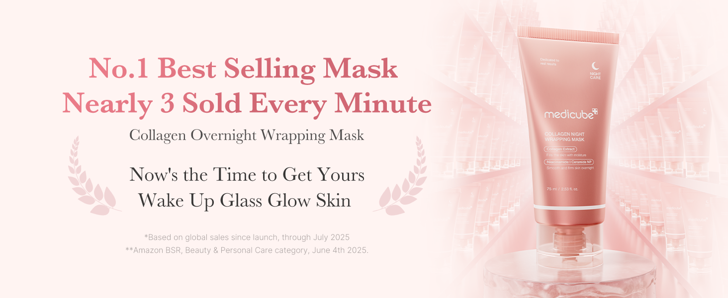 Medicube - Collagen Night Wrapping Mask | No. 1 Best Selling Mask | Nearly 3 Sold Every Minute | Now's the Time to Get Yours | Wake Up to Glass Glow Skin | * Based on global sales since launch, through July 2025 | ** Amazon BSR, Beauty & Personal Care category, June 4th 2025