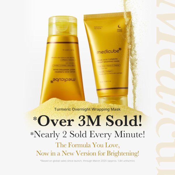 Medicube - Kojic Acid Turmeric Night Wrapping Mask | Turmeric Overnight Wrapping Mask | Over 3M Sold | Nearly 2 Sold Every Minute | The Formula You Love | Now in a New Version for Brightening | * Based on global sales since launch, through March 2025 (approx. 1.84 units/min)