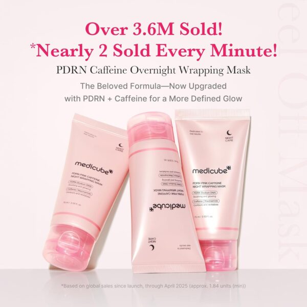 Medicube - PDRN Caffeine Night Wrapping Mask | Over 3.6M Sold | Nearly 2 Sold Every Minute | PDRN Caffeine Overnight Wrapping Mask | The Beloved Formula - Now Upgraded with PDRN + Caffeine for a More Defined Glow | * Based on global sales since launch, through April 2025 (approx. 1.84 units/min)
