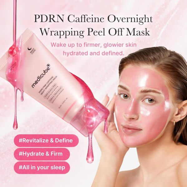 Medicube - PDRN Caffeine Night Wrapping Mask | PDRN Caffeine Overnight Wrapping Peel Off Mask | Wake up to firmer, glowier skin hydrated and defined | #Revitalize & Define | #Hydrate & Firm | #All in your sleep