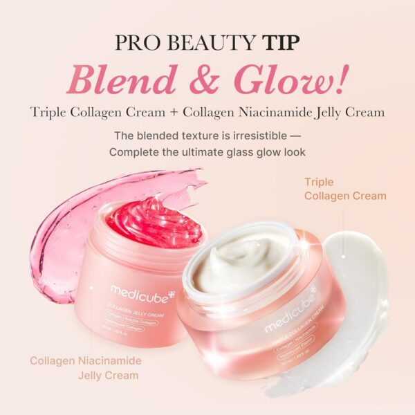 Pro Beauty Tip | Blend & Glow | Triple Collagen Cream + Collagen Niacinamide Jelly Cream - The blended texture is irresistible - Complete the ultimate glass glow look.